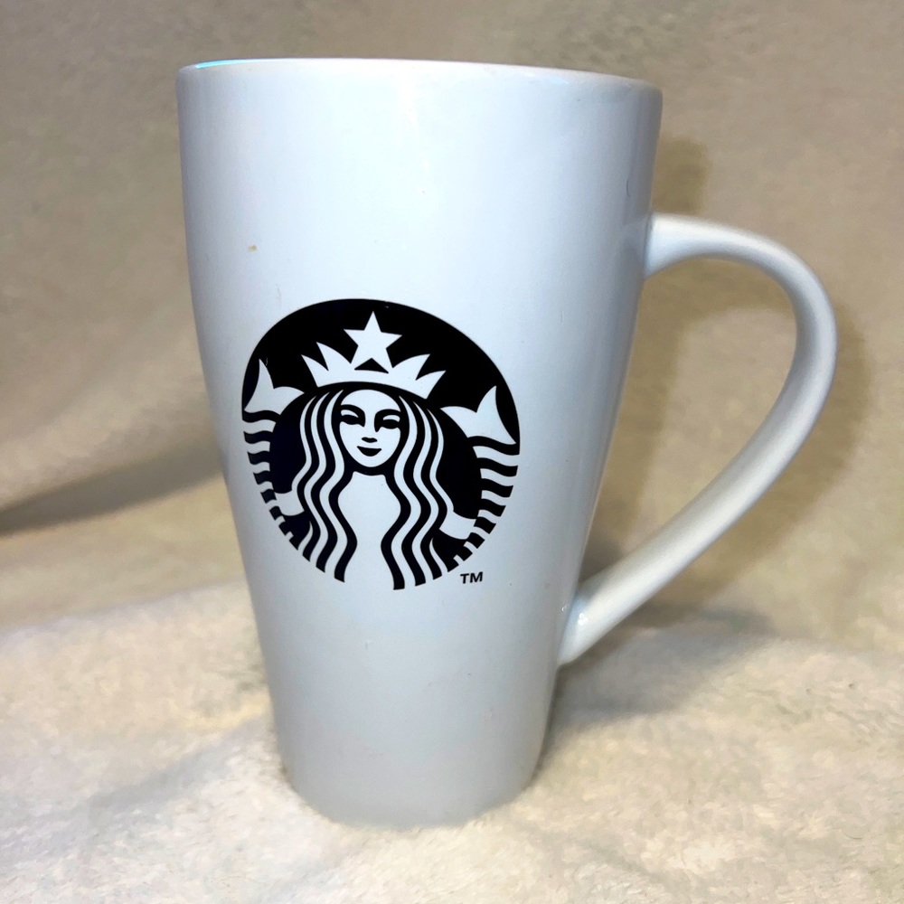 Starbucks Coffee Tea Mug 18 Oz Tall White with Black Siren Mermaid Logo 2014